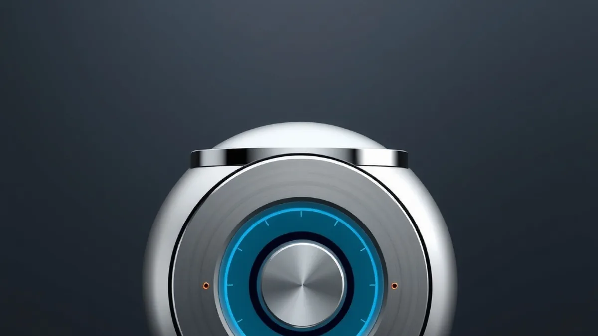 Bocina Bluetooth redondeada de metal con una perilla giratoria central