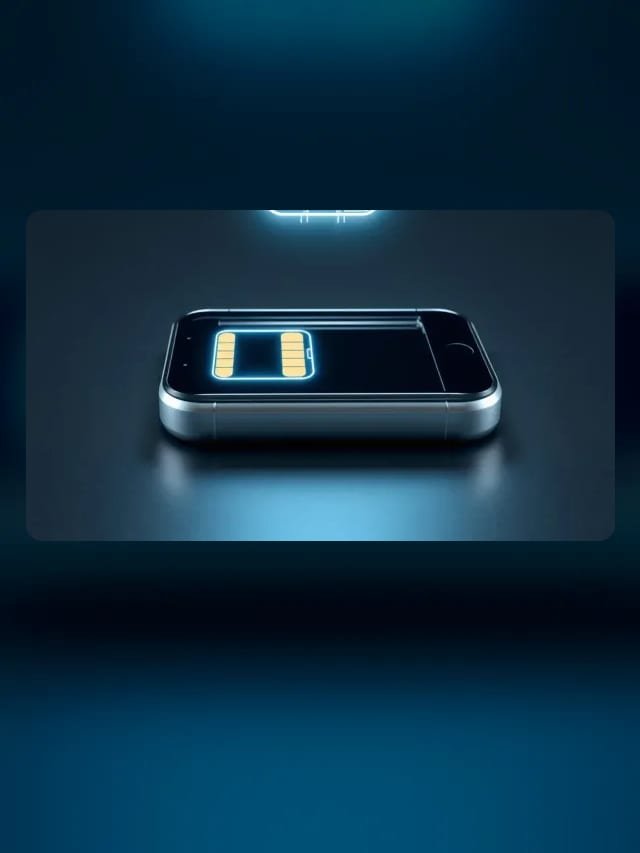 Celular com um chip luminoso representando o eSIM