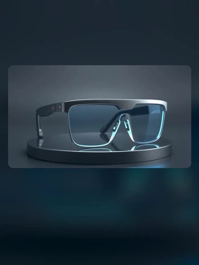 Óculos inteligentes com pequeno visor luminoso na lente